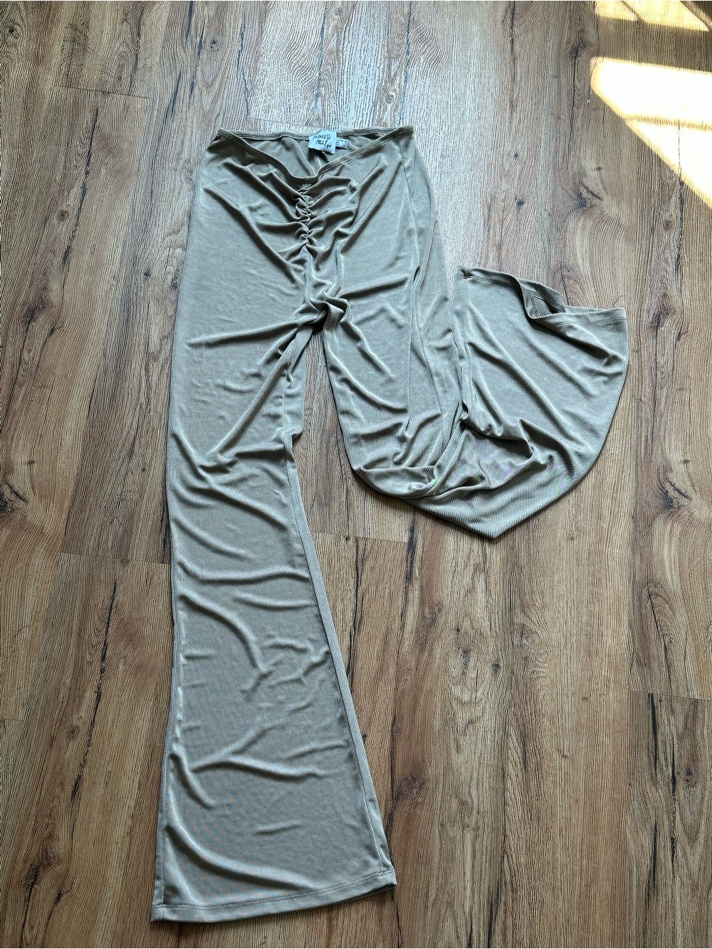 Princess Polly Ruched High-Waist Wide-Leg Pants in Taupe